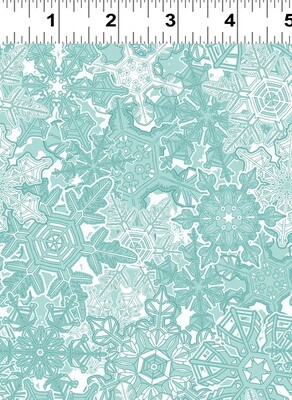Crystalline Snowflakes Light Teal Scandinavian Winter Fabric