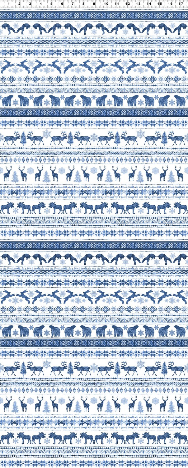Fair Isles Animal Line Print Scandinavian Winter Fabric