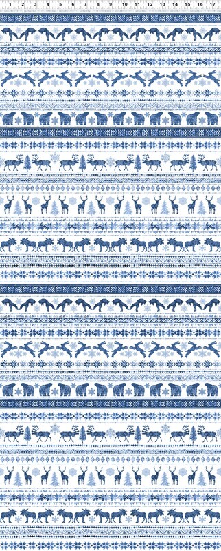 Fair Isles Animal Line Print Scandinavian Winter Fabric