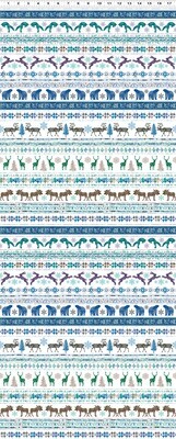 Fair Isles Animal Line Multi-Color Print Scandinavian Winter Fabric