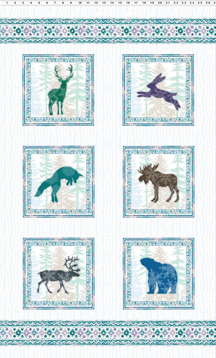 Nordic Animals Panel from the Scandinavian Winter Fabric Collection