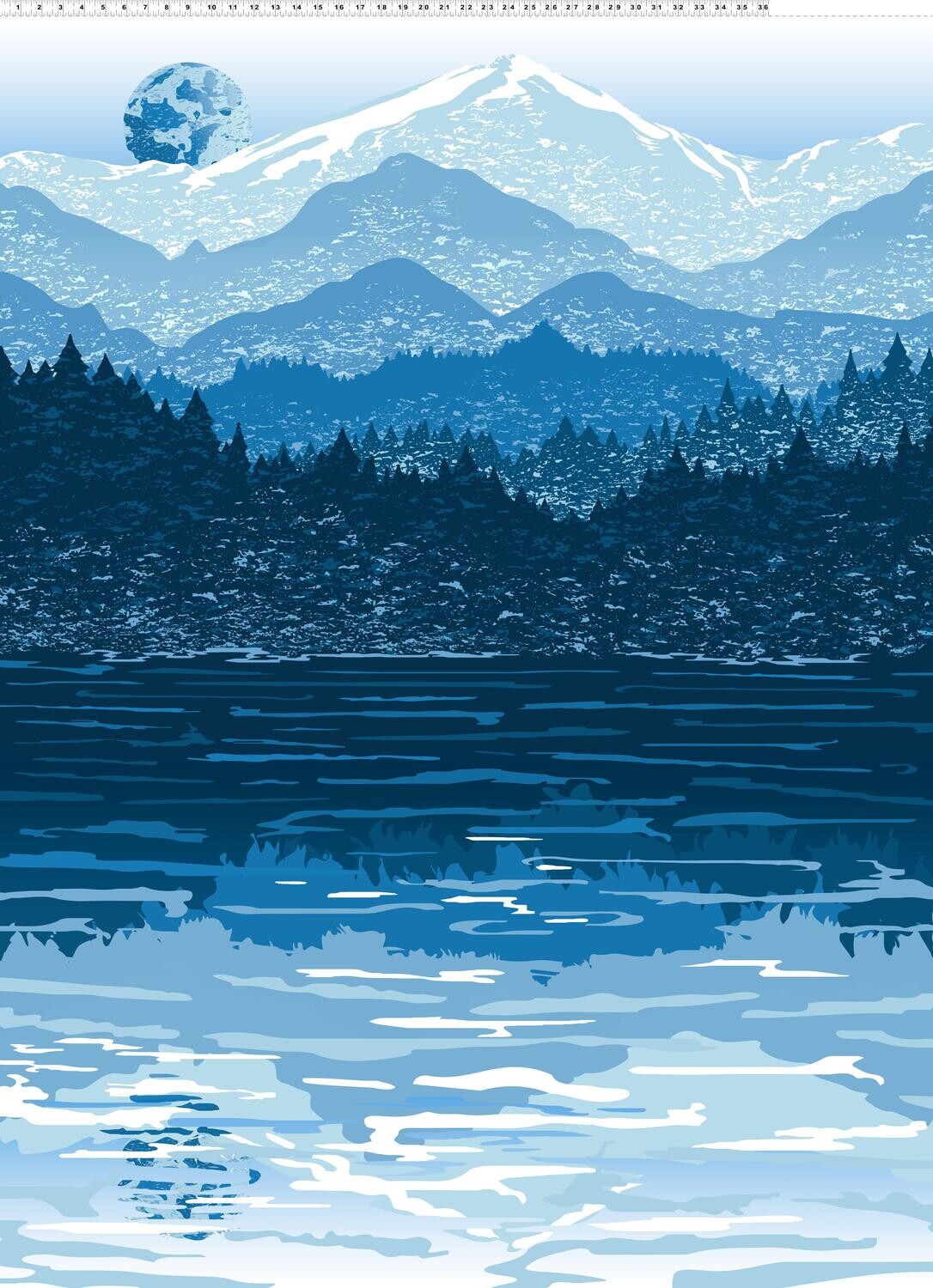 Hazy Mountains Extra Large Panel - Nordic Blues