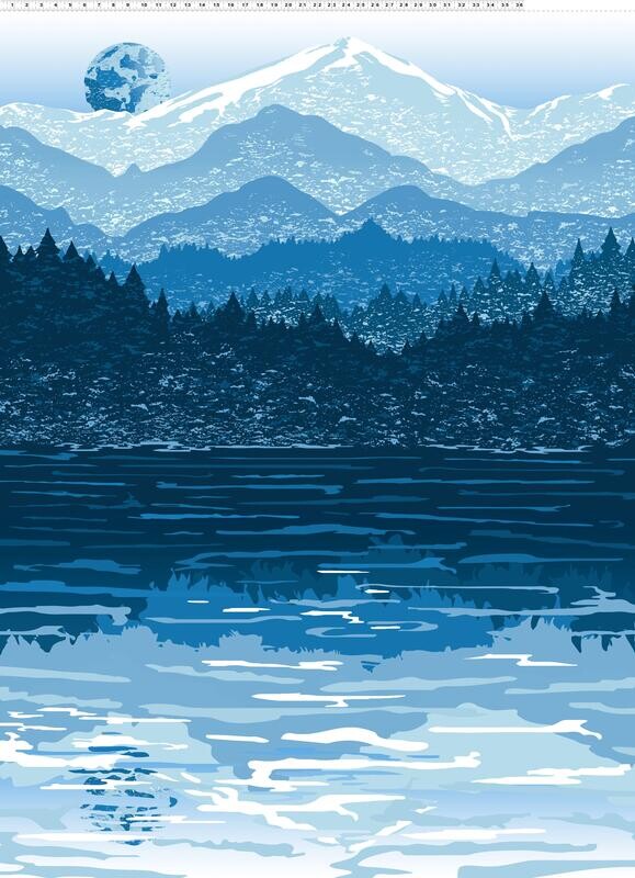 Hazy Mountains Extra Large Panel - Nordic Blues