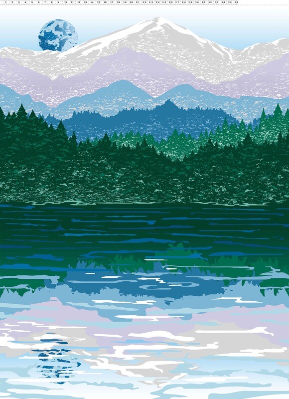 Hazy Mountains Extra Large Panel Aurora Borealis