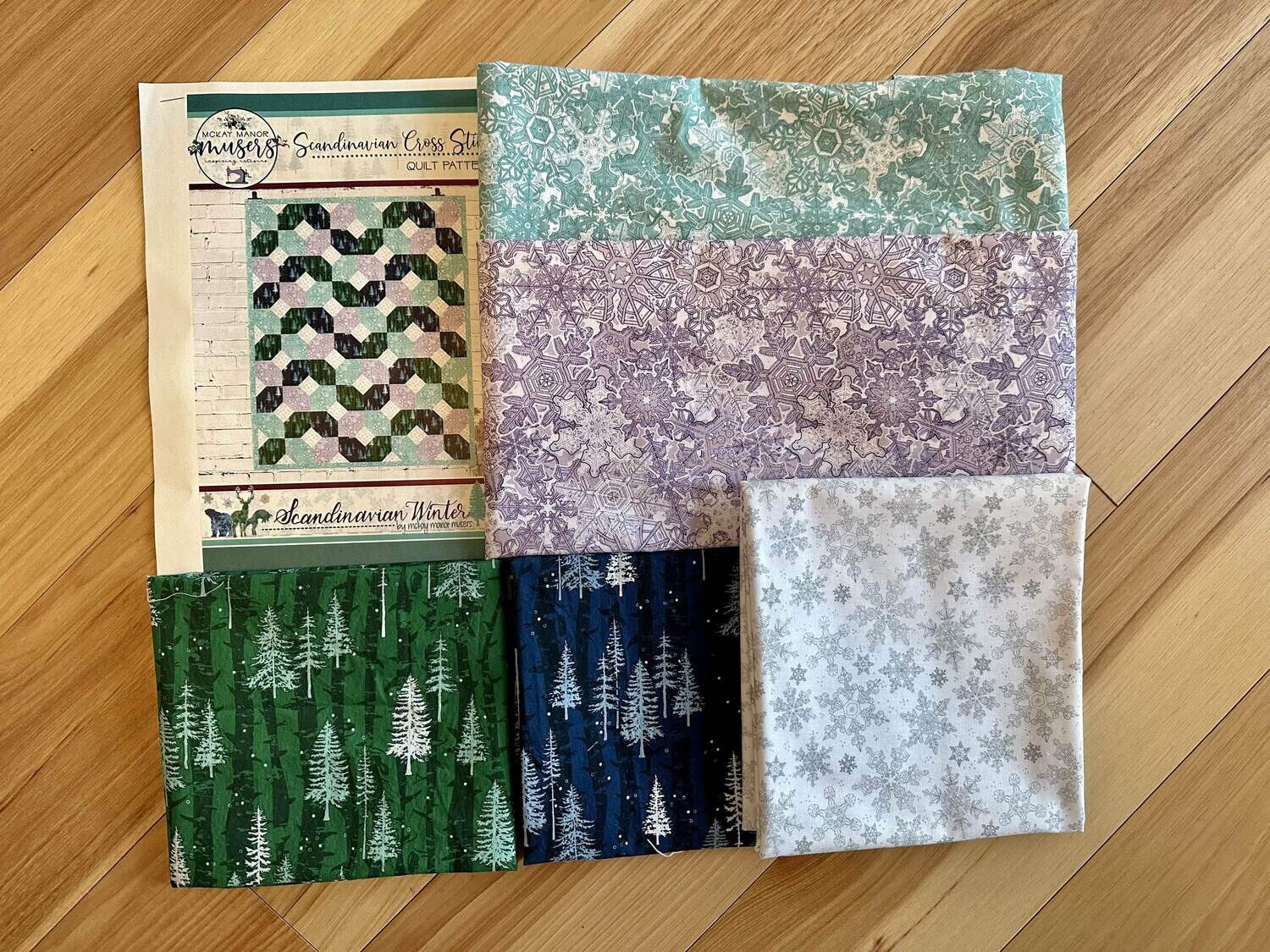 Scandinavian Winter Cross Stitch Quilt Top Kit
