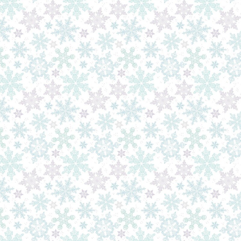 Colorful Snowflakes Scandinavian Winter Fabric
