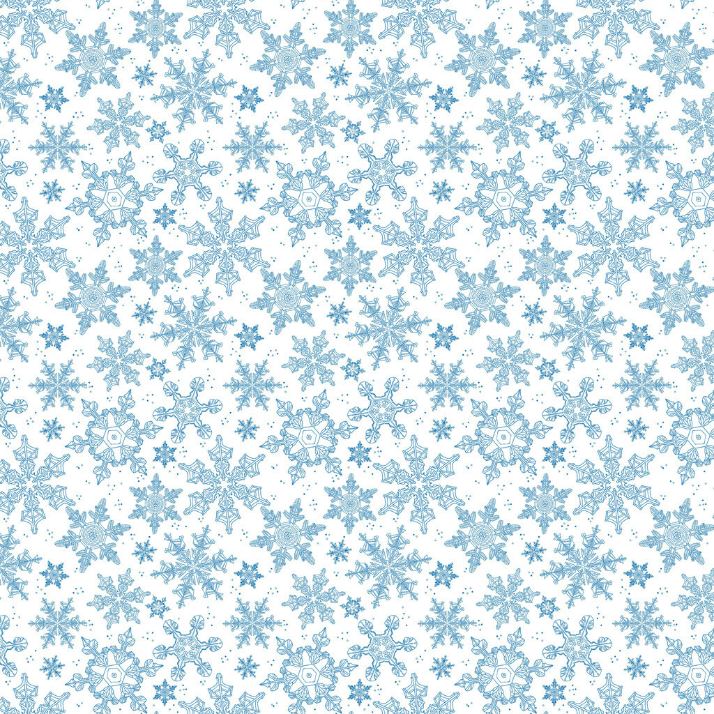 Blue Snowflakes Scandinavian Winter Fabric