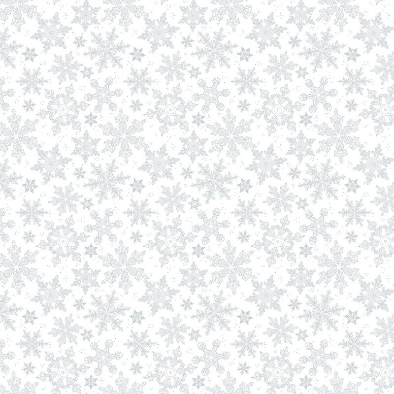 Light Grey Snowflakes Scandinavian Winter Fabric