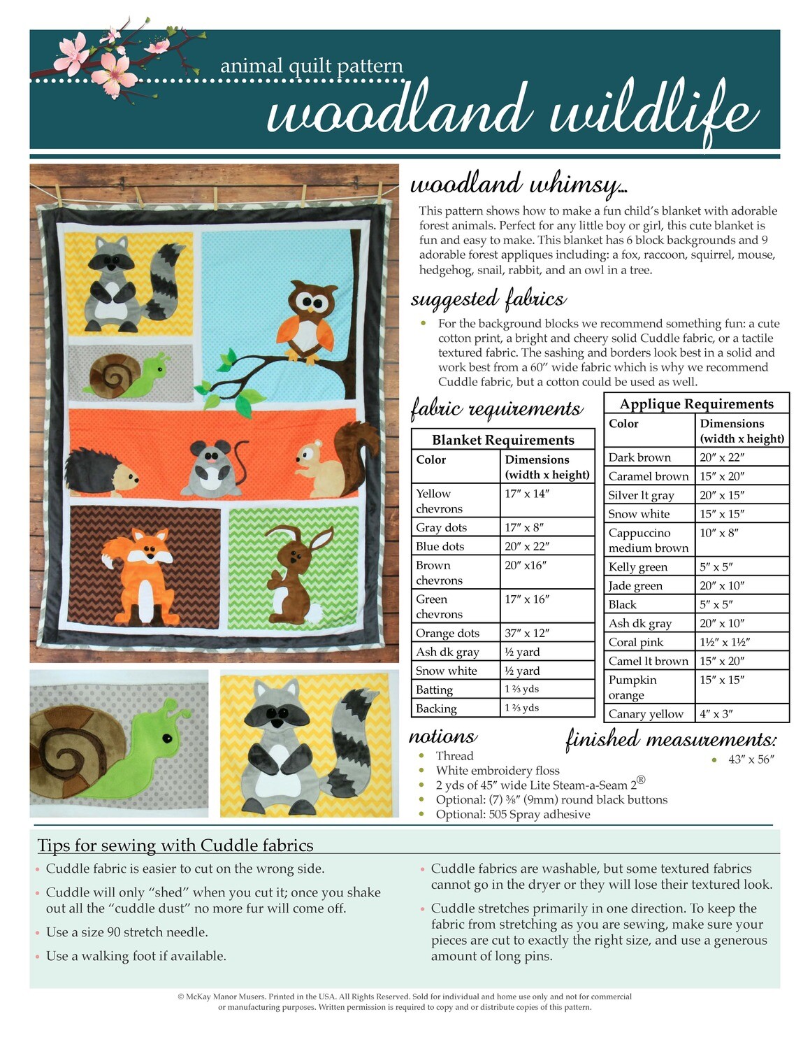 Woodland Wildlife Quilt PDF Pattern