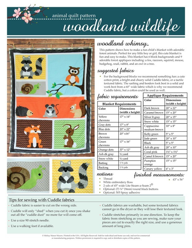 Woodland Wildlife Quilt PDF Pattern