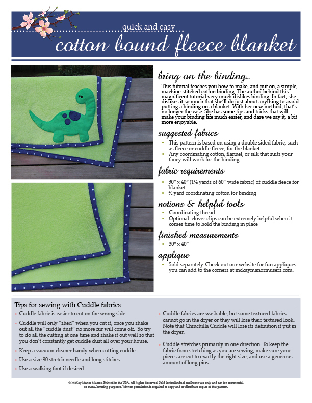 Cotton Bound Fleece Blanket PDF Pattern