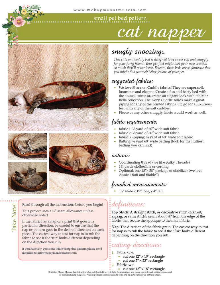 Cat Napper Pet Bed Pattern