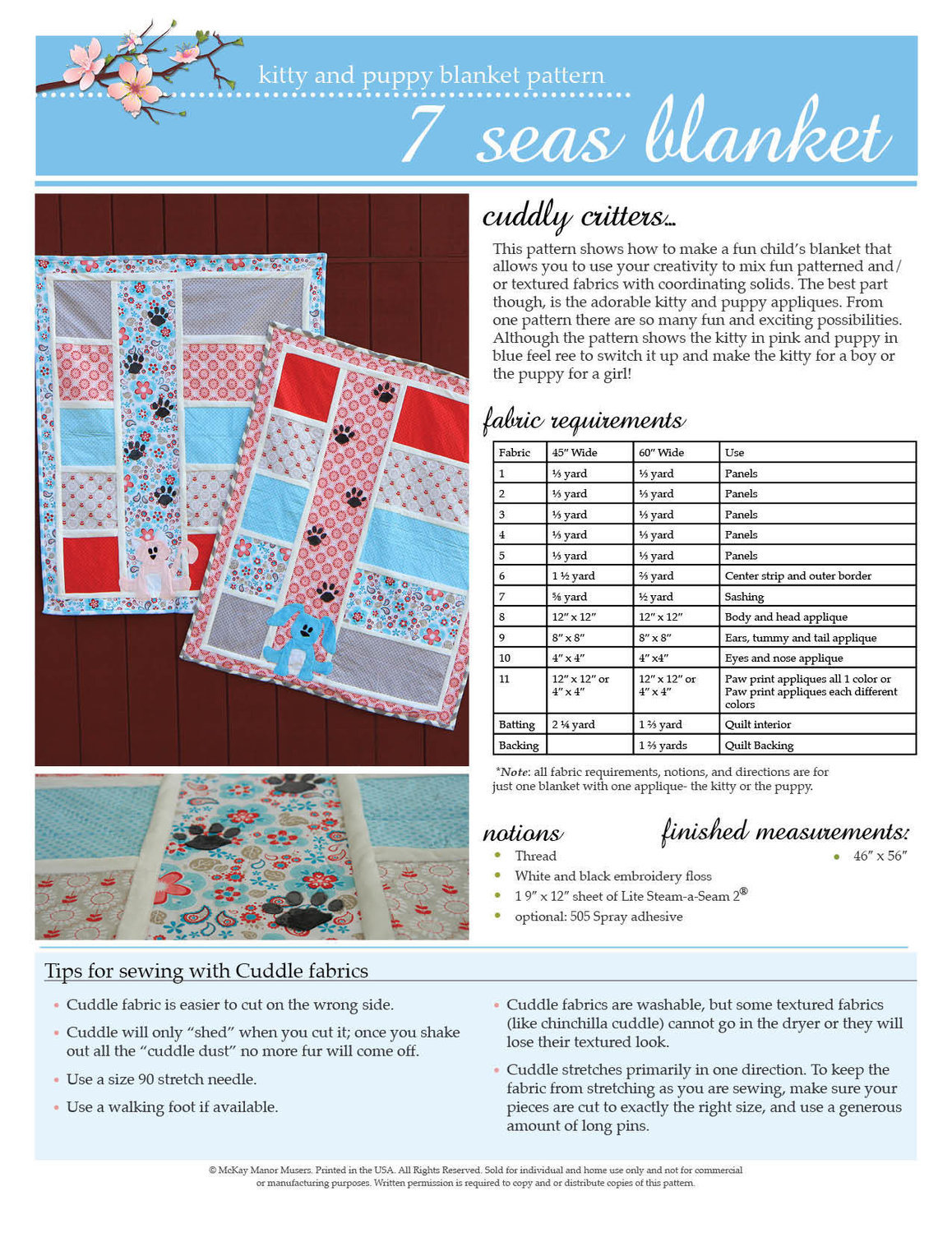 7 Seas Kitty and Puppy Blanket PDF Pattern