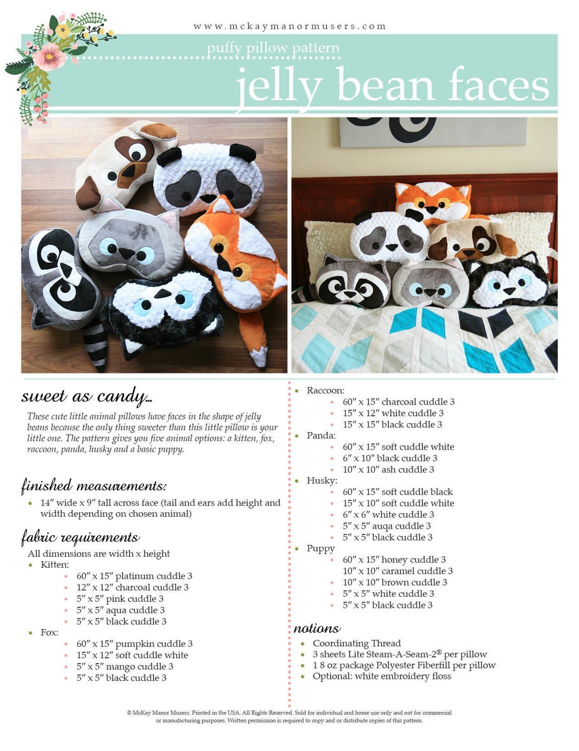 Jelly Bean Faces PDF Pattern