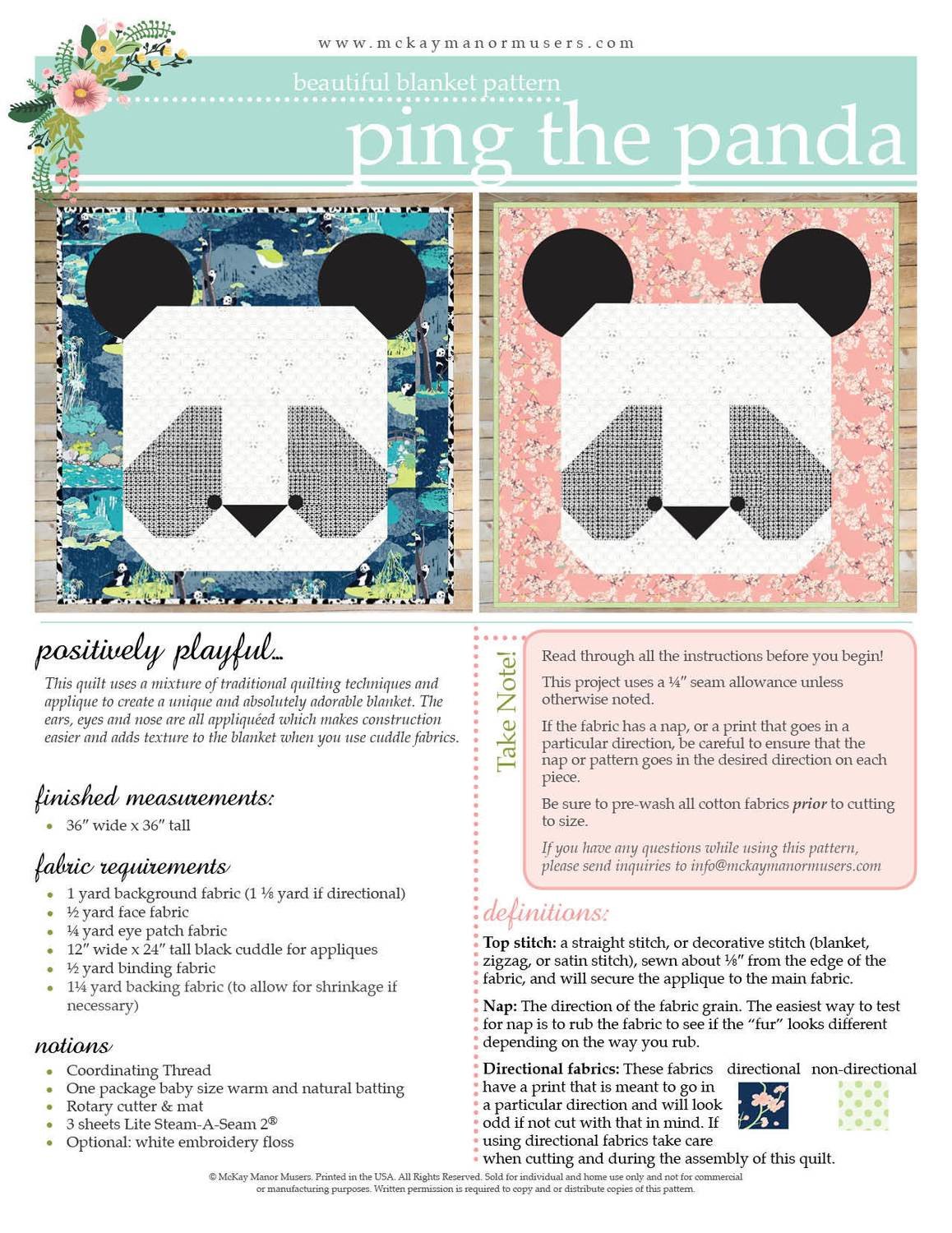 Ping the Panda Quilt PDF pattern