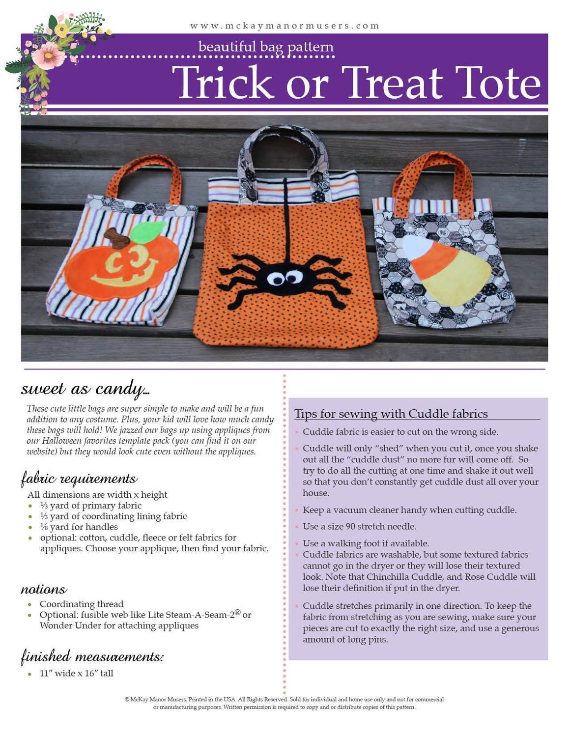 Trick or Treat Tote PDF Pattern
