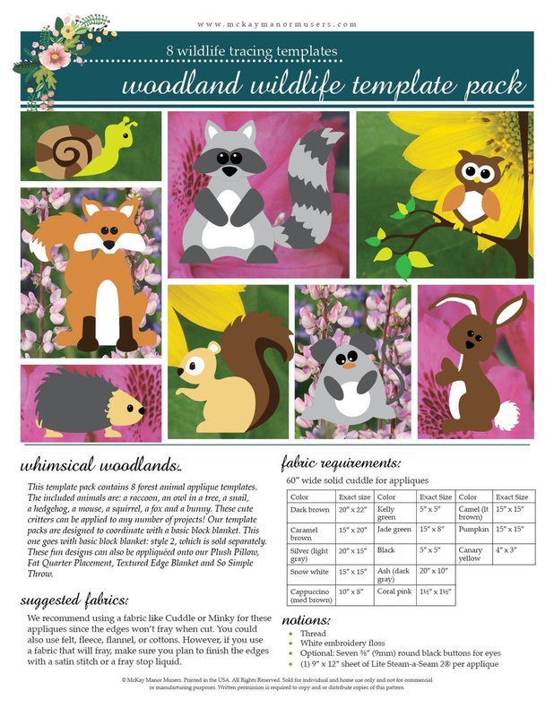 Woodland Wildlife Template Pack PDF Pattern
