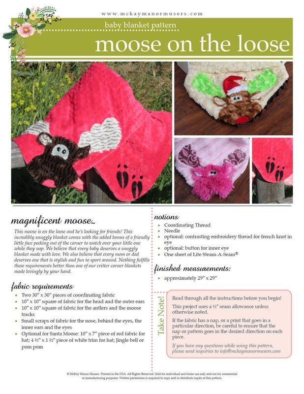 Moose on the Loose Critter Corner PDF Pattern