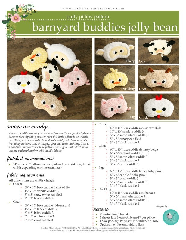 Barnyard buddies jelly bean pillow PDF pattern