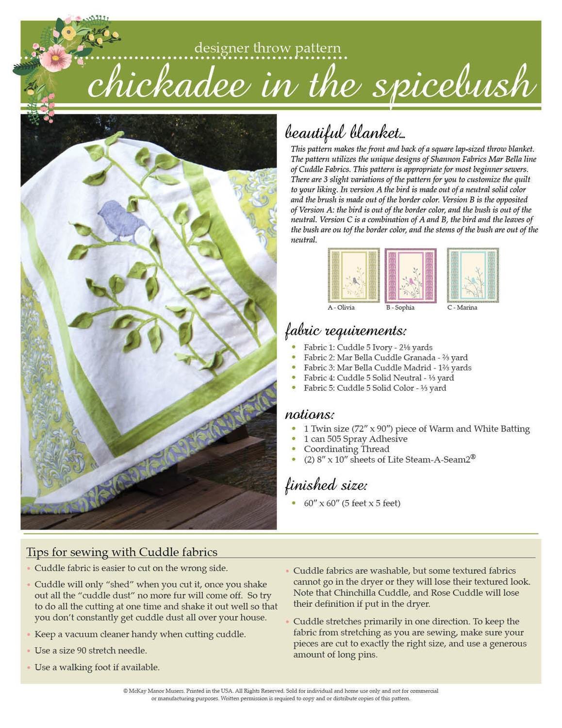 Chickadee in the Spicebush PDF Pattern