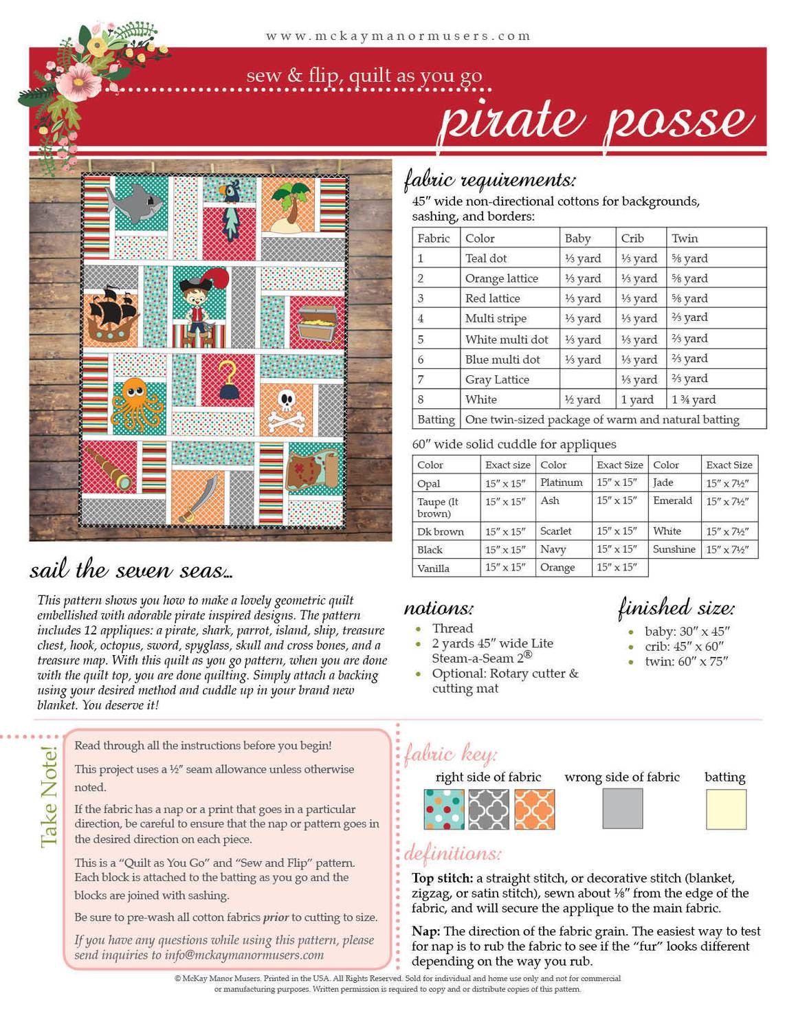 Pirate Posse Quilt PDF Pattern