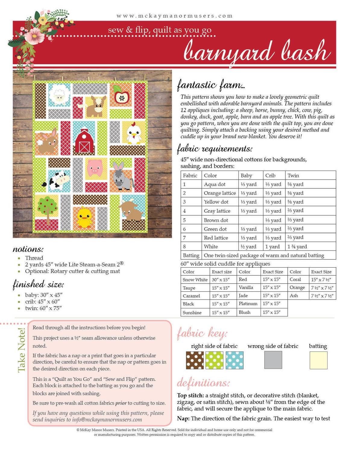 Barnyard Bash Quilt PDF Pattern