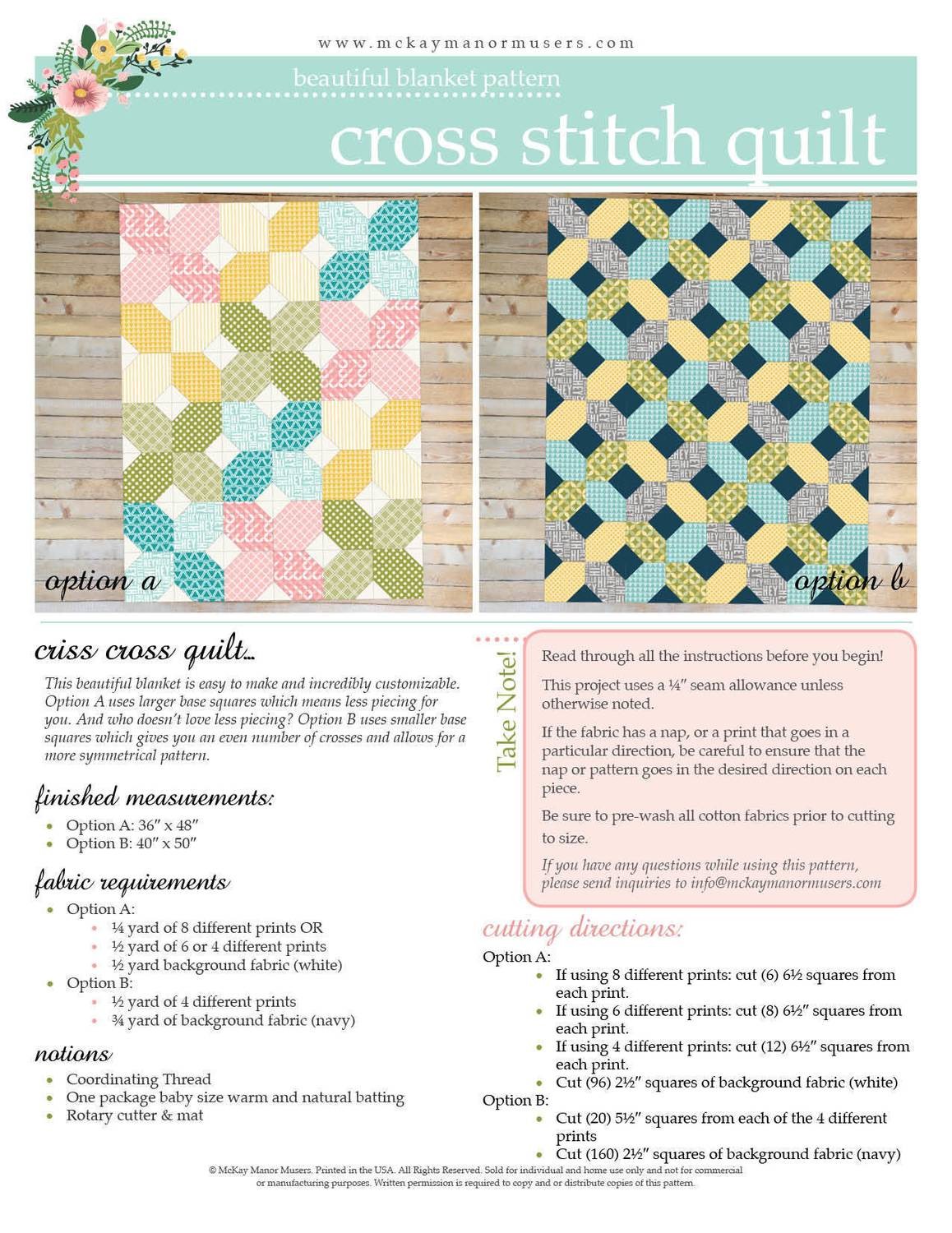 Cross Stitch Quilt PDF Pattern