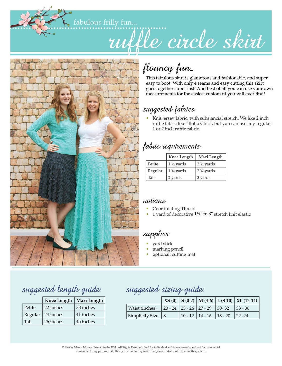 Ruffle Circle Skirt Adult PDF Pattern