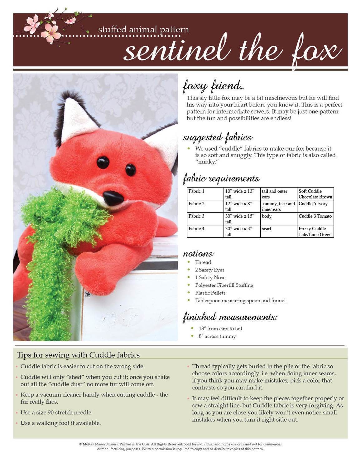 Sentinel The Fox Stuffed Animal PDF Pattern