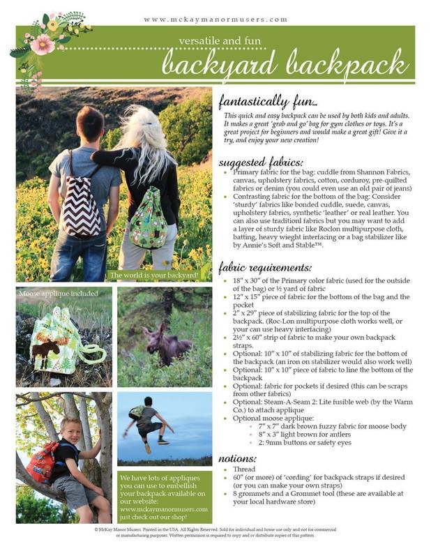 Backyard Backpack PDF Pattern