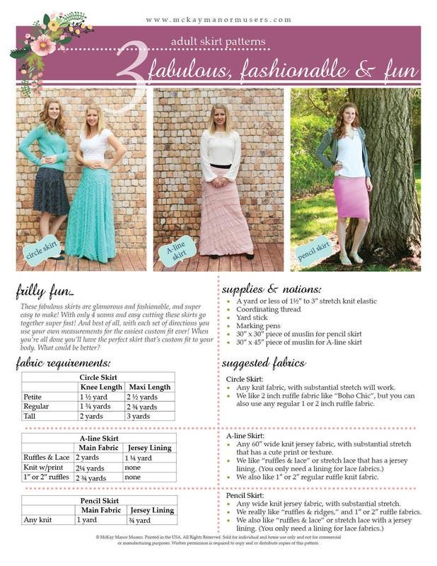 3 Fabulous, Fashionable, and Fun Adult Skirts PDF Pattern