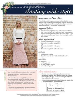 Slanting With Style Skirt PDF Pattern