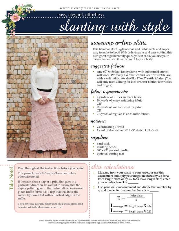 Slanting With Style Skirt PDF Pattern