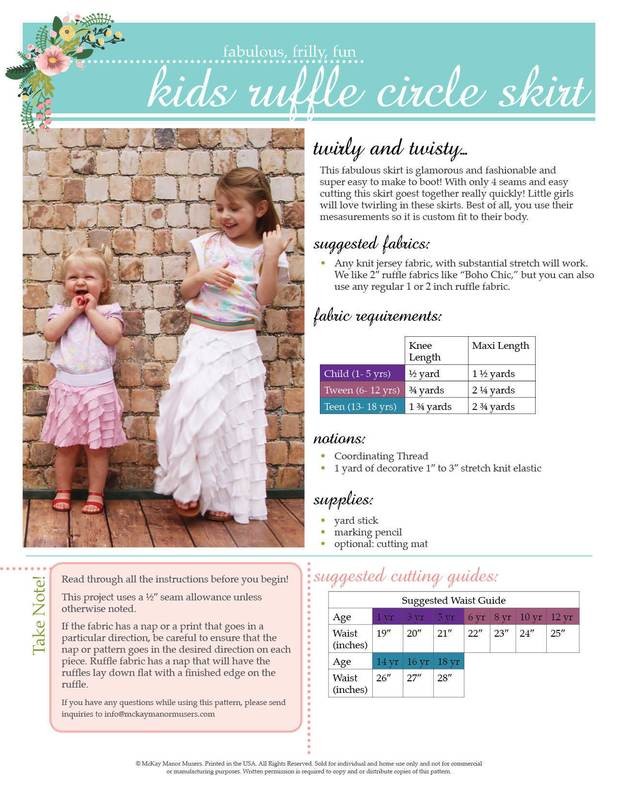 Ruffle Circle Skirt Kids PDF Pattern