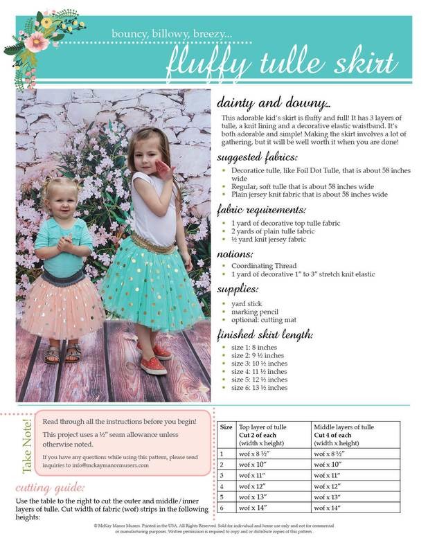 Fluffy Fun Kid&#39;s Tulle Skirt PDF Pattern