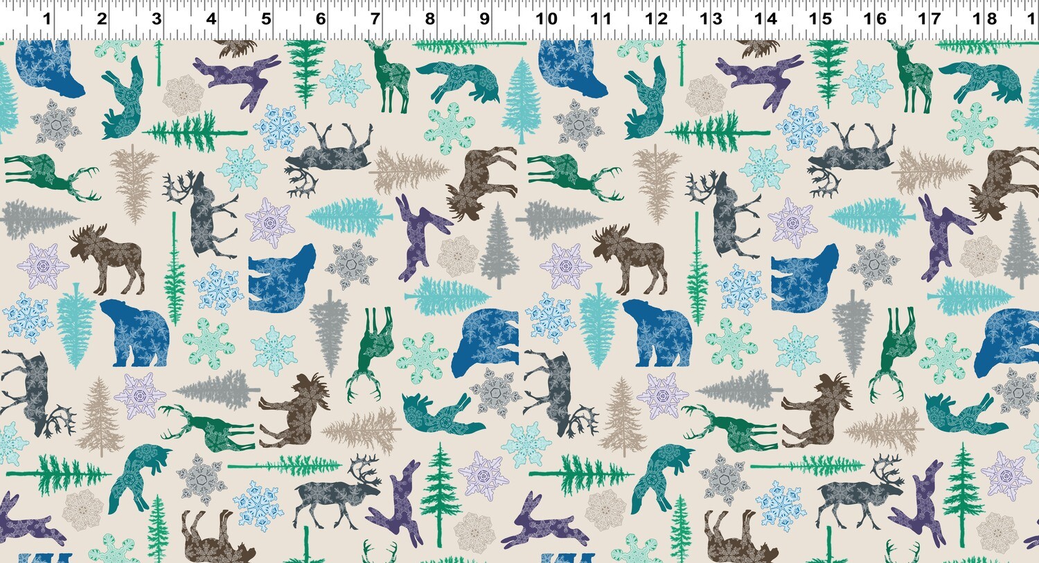 Arctic Party Light Khaki Scandinavian Winter Fabric