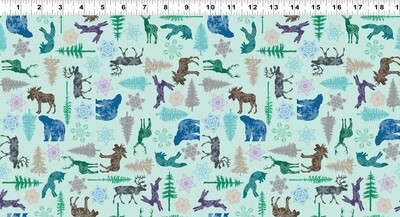 Arctic Party Light Turquoise Scandinavian Winter Fabric