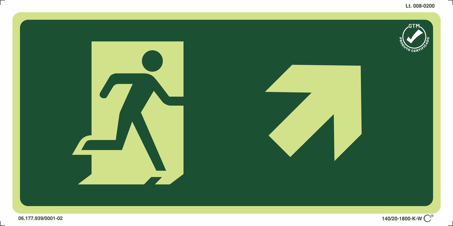 Rota fuga acima direita