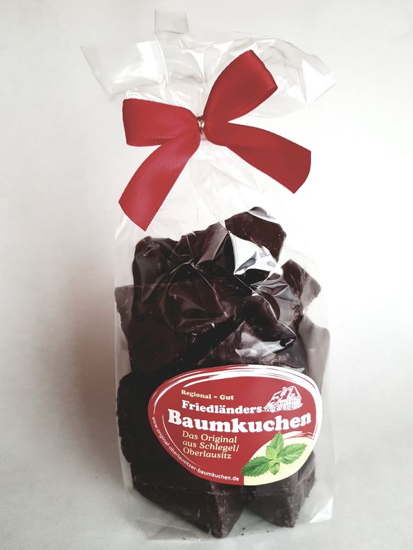 Baumkuchenspitzen Zartbitter 150g mit Pfefferminzgeschmack Baumkuchenspitzen Zartbitter 150g mit Pfefferminzgeschmack