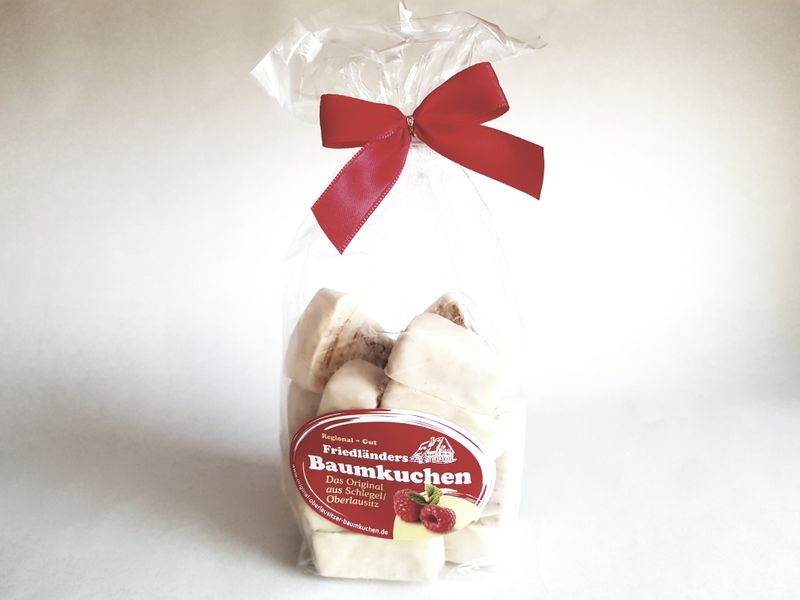Baumkuchenspitzen Weiße Schokolade 150g mit Himbeergeschmack Baumkuchenspitzen Weiße Schokolade 150g mit Himbeergeschmack