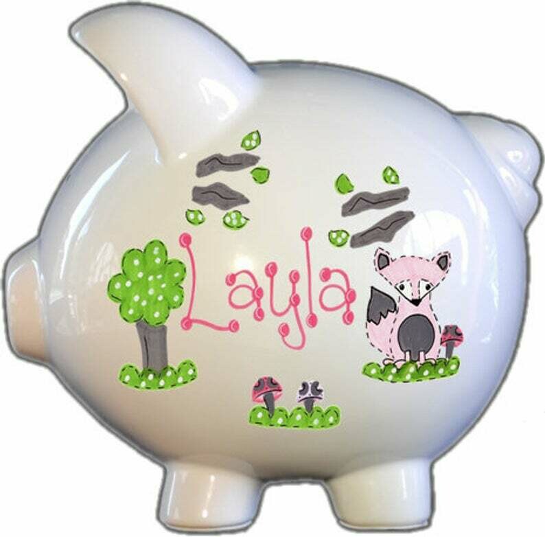 Pink Fox Piggy Bank