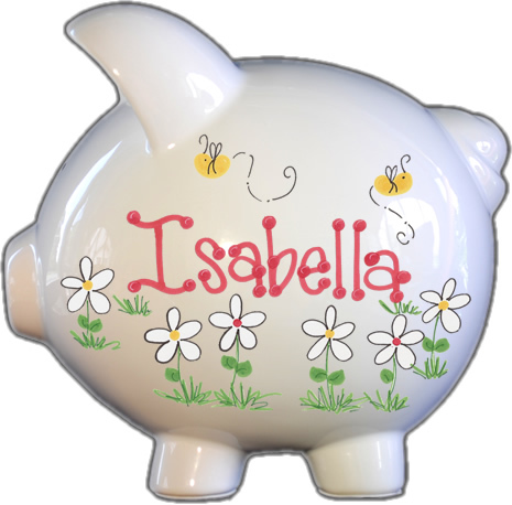 Bumble Bee&#39;s and Daisies Design Piggy Bank
