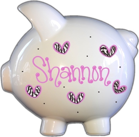 Zebra Hearts Design Piggy Bank