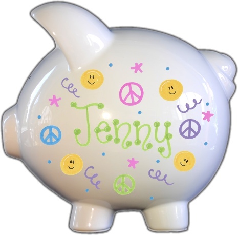 Hippy Chick Design Piggy Bank