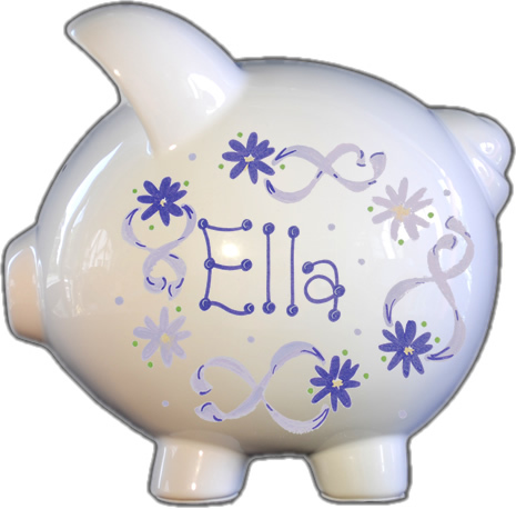 Lavender Flowers &amp; Ribbons Design Piggy Bank