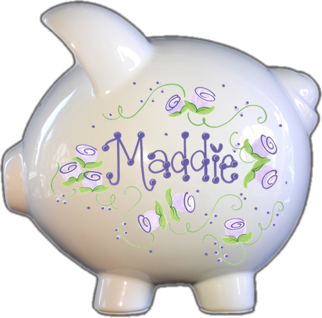Lavender Roses Design Piggy Bank