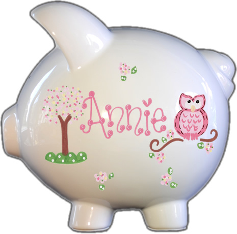 Owl Pink Design Piggy Bank