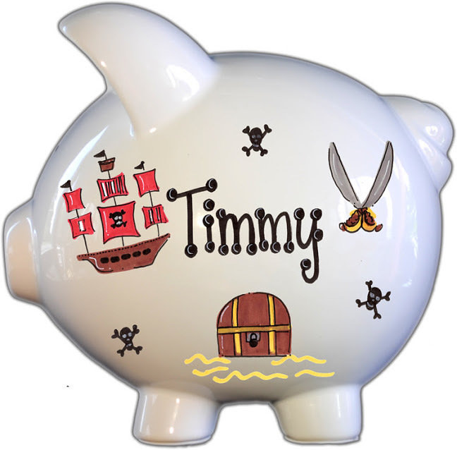 Pirate Design Personalized Piggy Bank