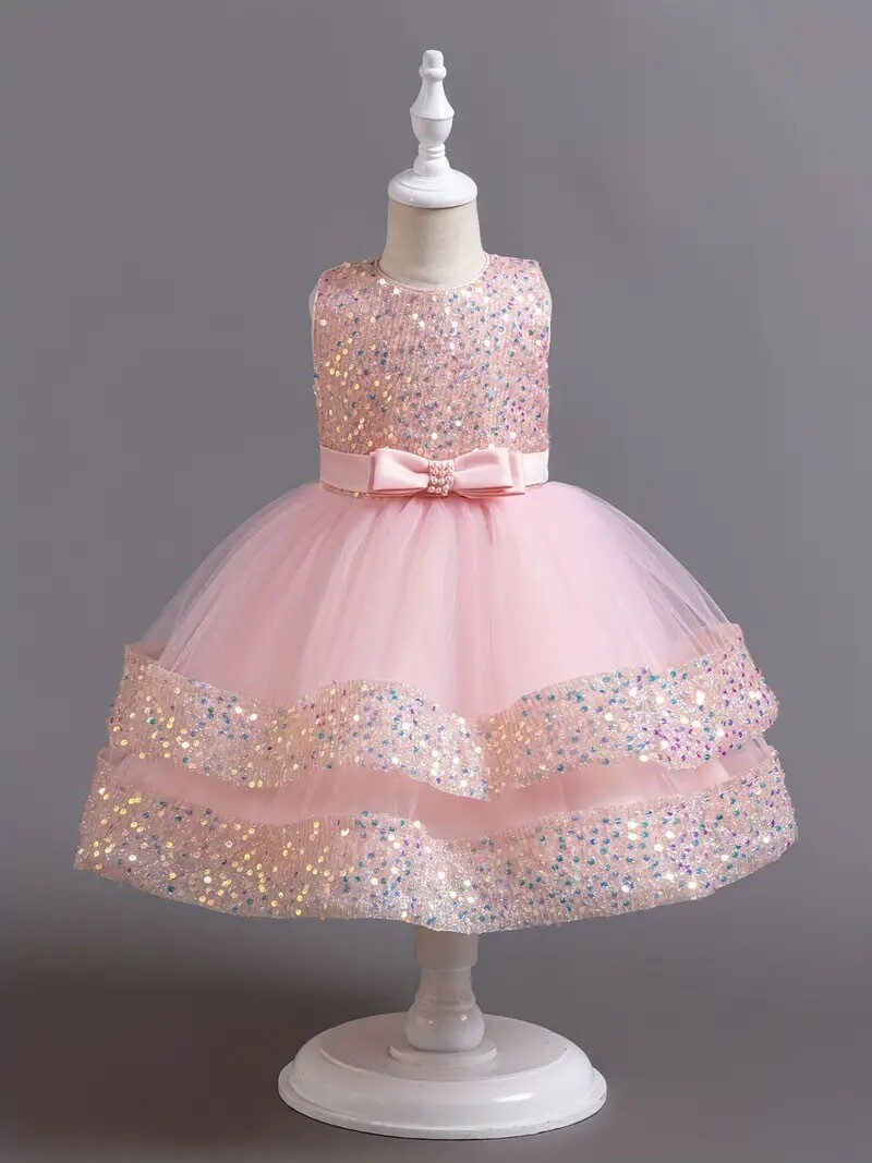 Infant Toddler Girls New Children's Dress Sequin Princess Dress Female Baby High-end Birthday Party Dress