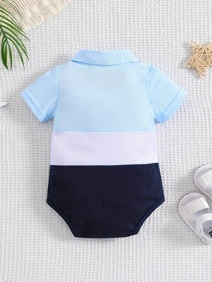 Baby Toddler's Cute Color Contrast Romper, Long Sleeve Casual Triangle Jumpsuit